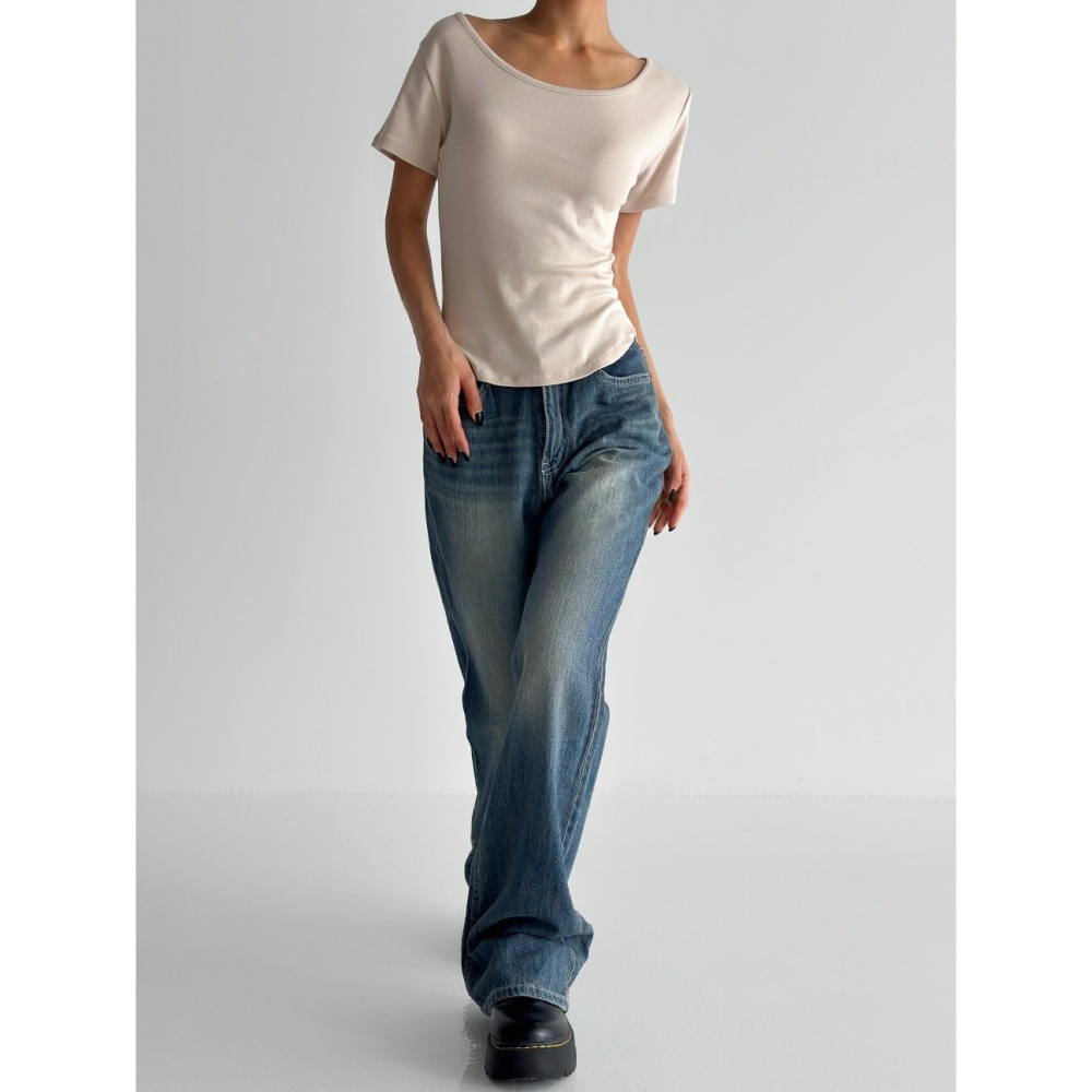 VENUSY｜正韓🇰🇷 - 韓國女裝｜棉莫代爾U領修身短袖T恤 韓國T恤-細節圖3