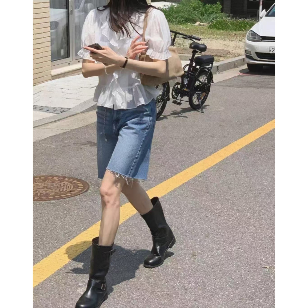 VENUSY｜正韓🇰🇷 - 韓國女裝｜天絲透光荷葉邊襯衫 韓國襯衫-細節圖4