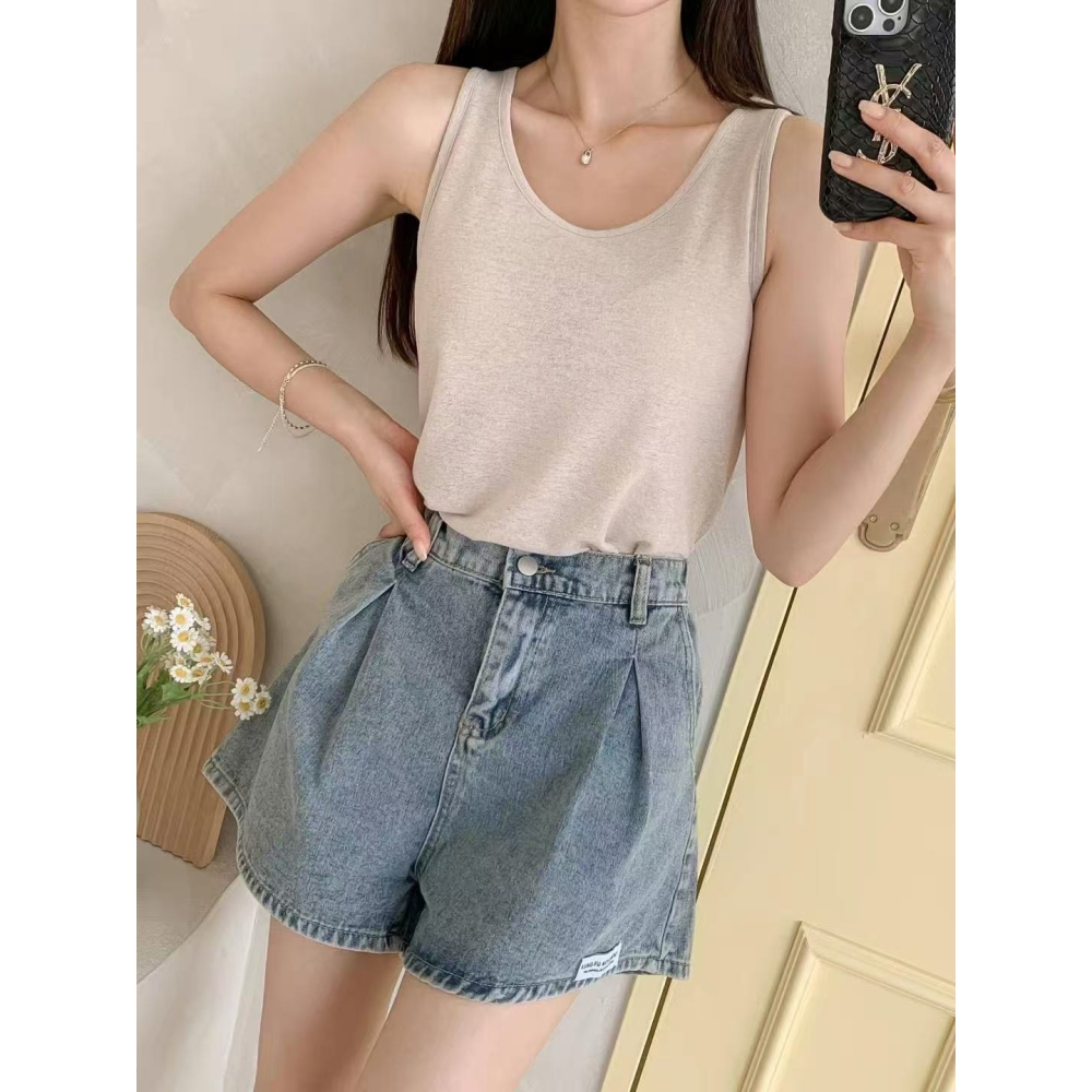 [現貨+預購] VENUSY｜正韓🇰🇷 - 韓國女裝｜亞麻彈力圓領背心-細節圖3