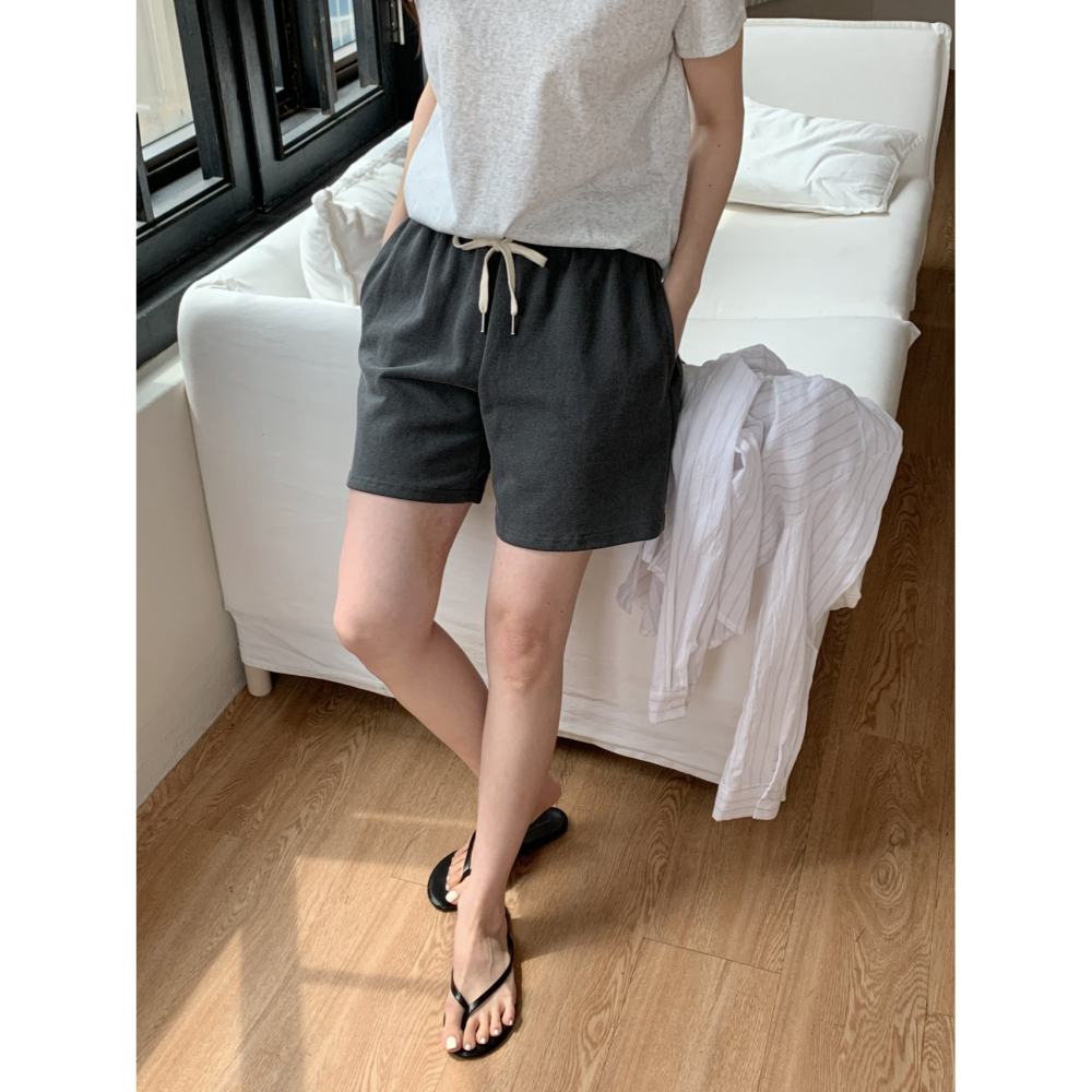 VENUSY｜正韓🇰🇷 - 𝟷𝟶𝟶%棉☀ 韓國女裝｜純棉抽繩短褲-細節圖4