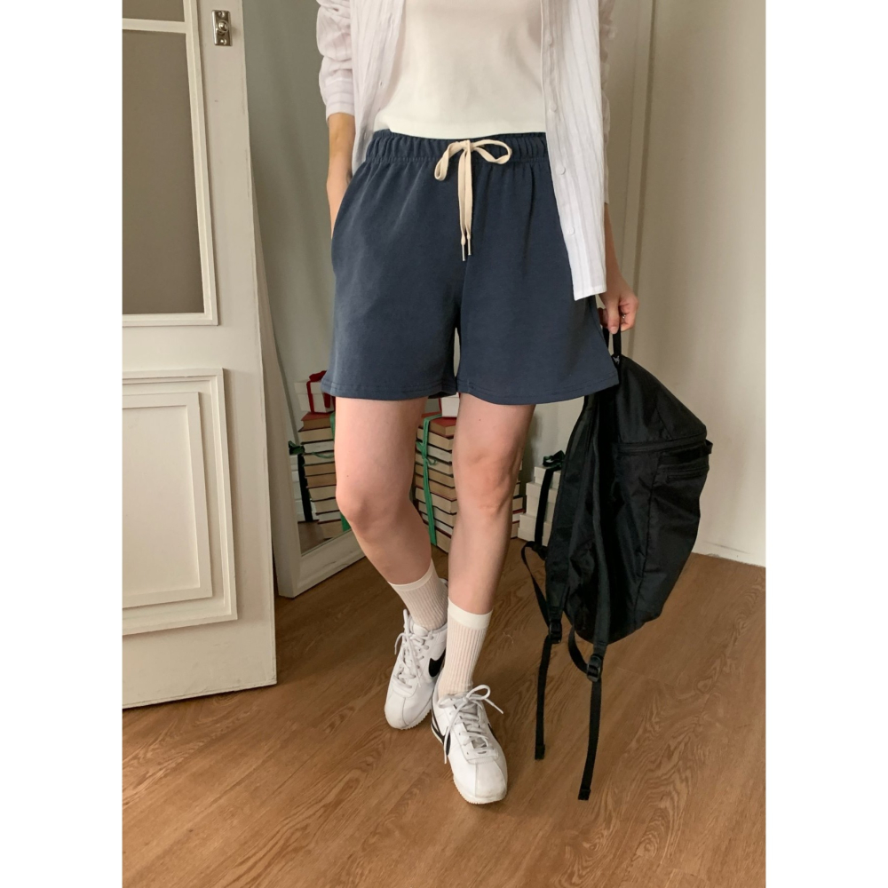 VENUSY｜正韓🇰🇷 - 𝟷𝟶𝟶%棉☀ 韓國女裝｜純棉抽繩短褲-細節圖5