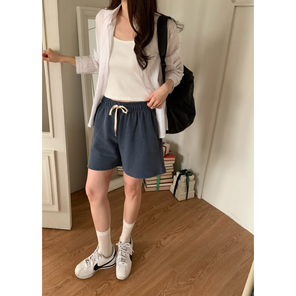 VENUSY｜正韓🇰🇷 - 𝟷𝟶𝟶%棉☀ 韓國女裝｜純棉抽繩短褲-細節圖6