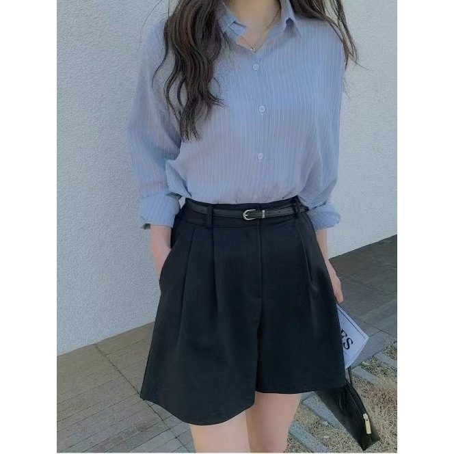 [現貨+預購] VENUSY｜正韓🇰🇷 - 韓國女裝｜褶皺四分短褲 遮腿修身 顯腿長-細節圖2