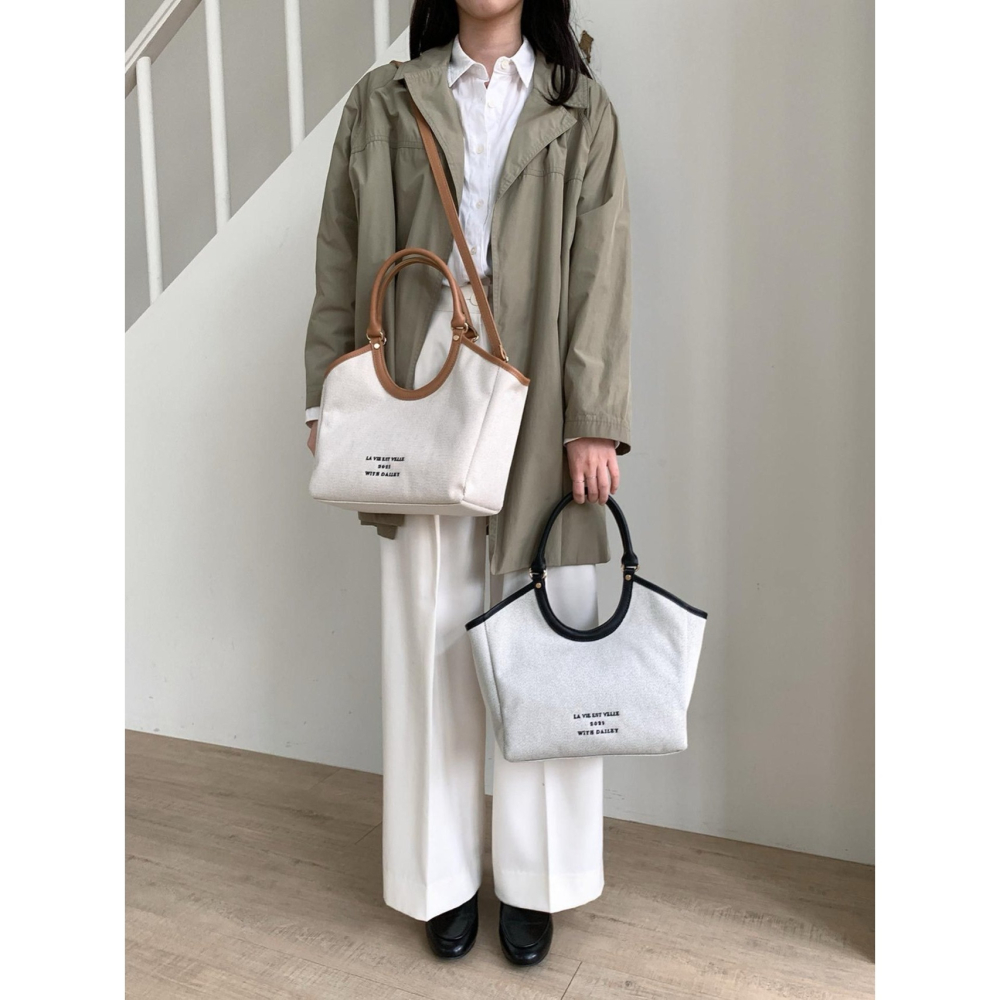 [現貨+預購] VENUSY｜正韓🇰🇷 - 韓國女裝｜刺繡帆布托特包 斜背包-細節圖5