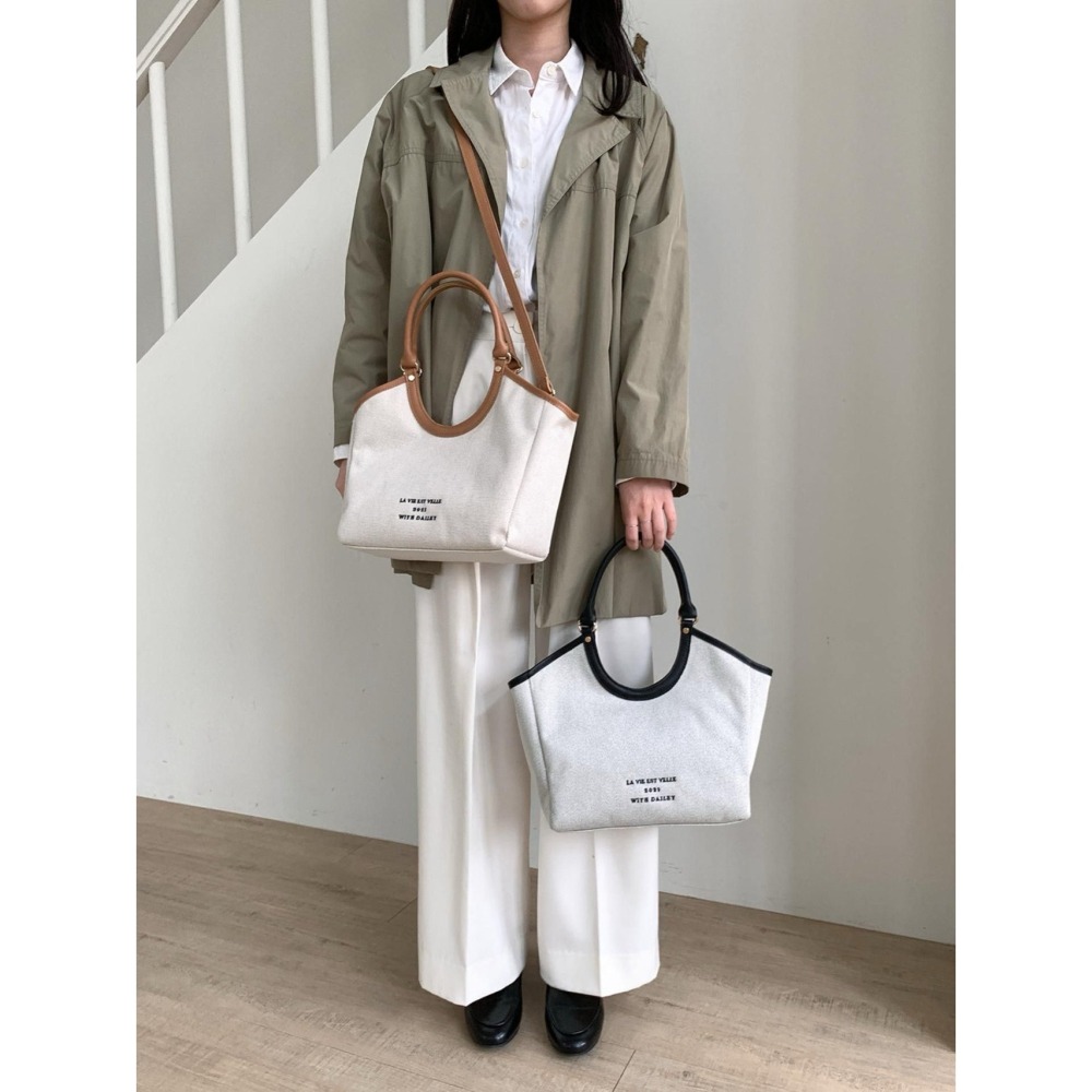 [現貨 24H] VENUSY｜正韓🇰🇷 - 韓國女裝｜刺繡帆布托特包 斜背包-細節圖5