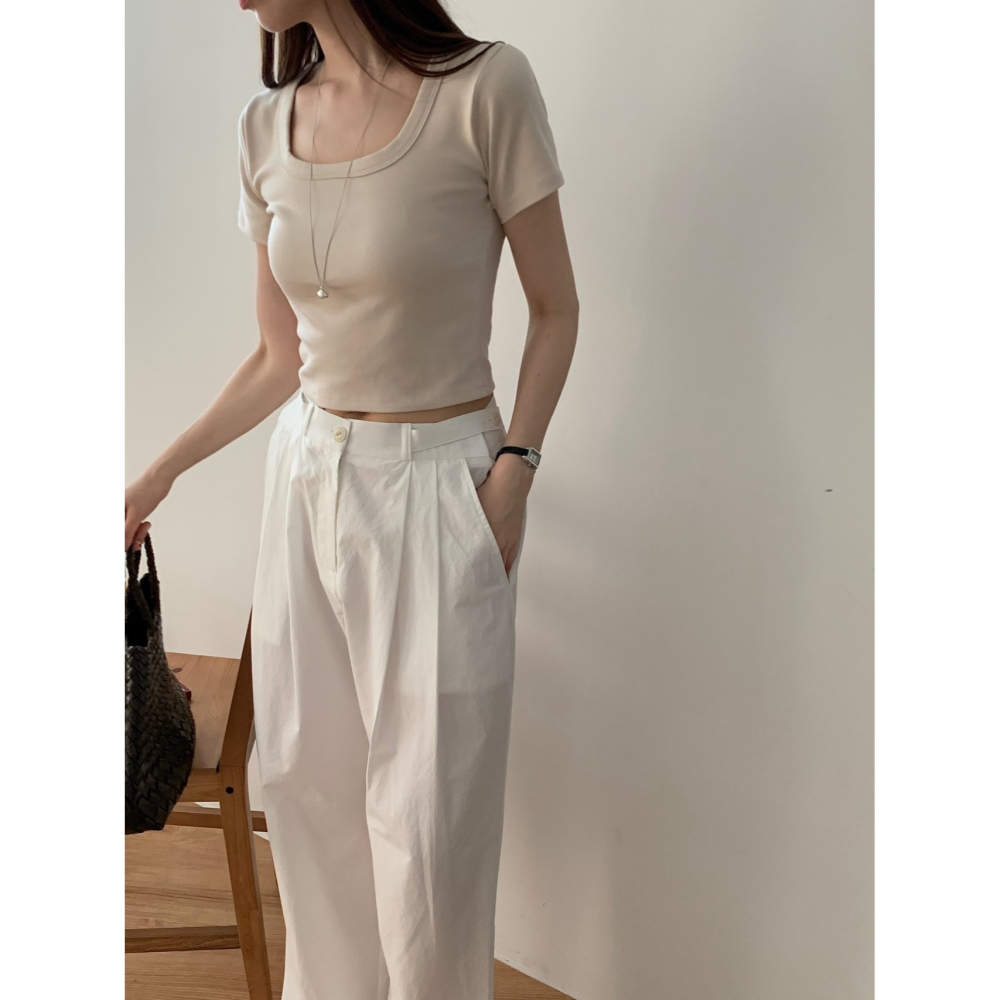 VENUSY｜正韓🇰🇷 - 韓國女裝｜短版莫代爾短袖T恤 韓國T恤-細節圖2