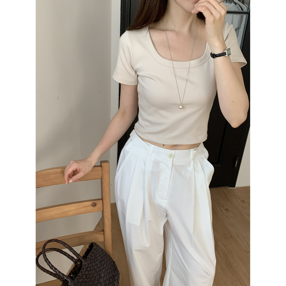 VENUSY｜正韓🇰🇷 - 韓國女裝｜短版莫代爾短袖T恤 韓國T恤-細節圖3