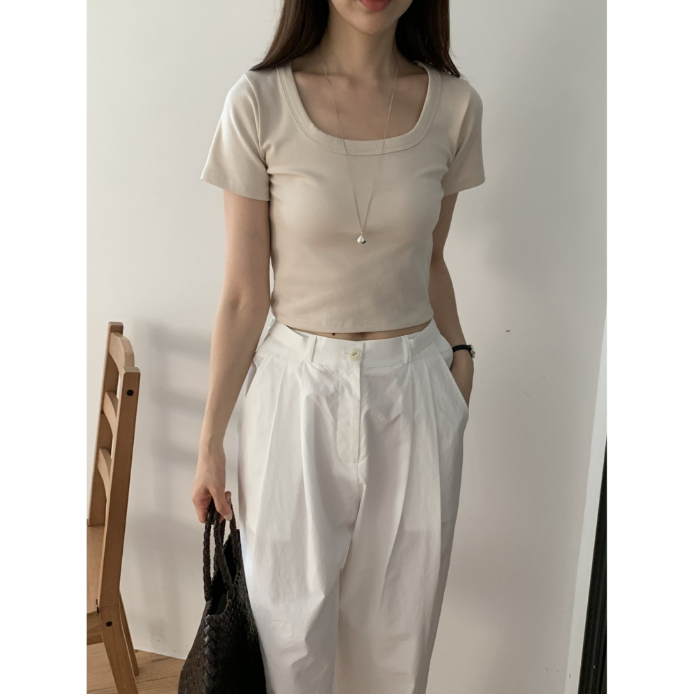 VENUSY｜正韓🇰🇷 - 韓國女裝｜短版莫代爾短袖T恤 韓國T恤-細節圖5