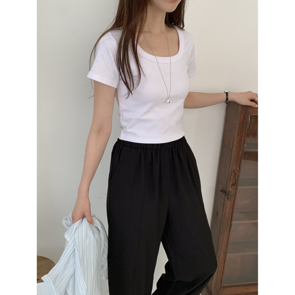 VENUSY｜正韓🇰🇷 - 韓國女裝｜短版莫代爾短袖T恤 韓國T恤-細節圖6