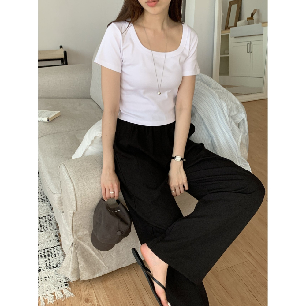 VENUSY｜正韓🇰🇷 - 韓國女裝｜短版莫代爾短袖T恤 韓國T恤-細節圖7