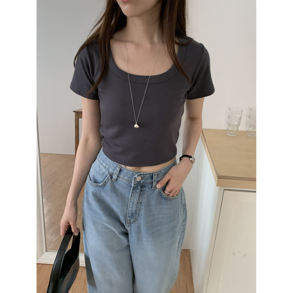 VENUSY｜正韓🇰🇷 - 韓國女裝｜短版莫代爾短袖T恤 韓國T恤-細節圖8