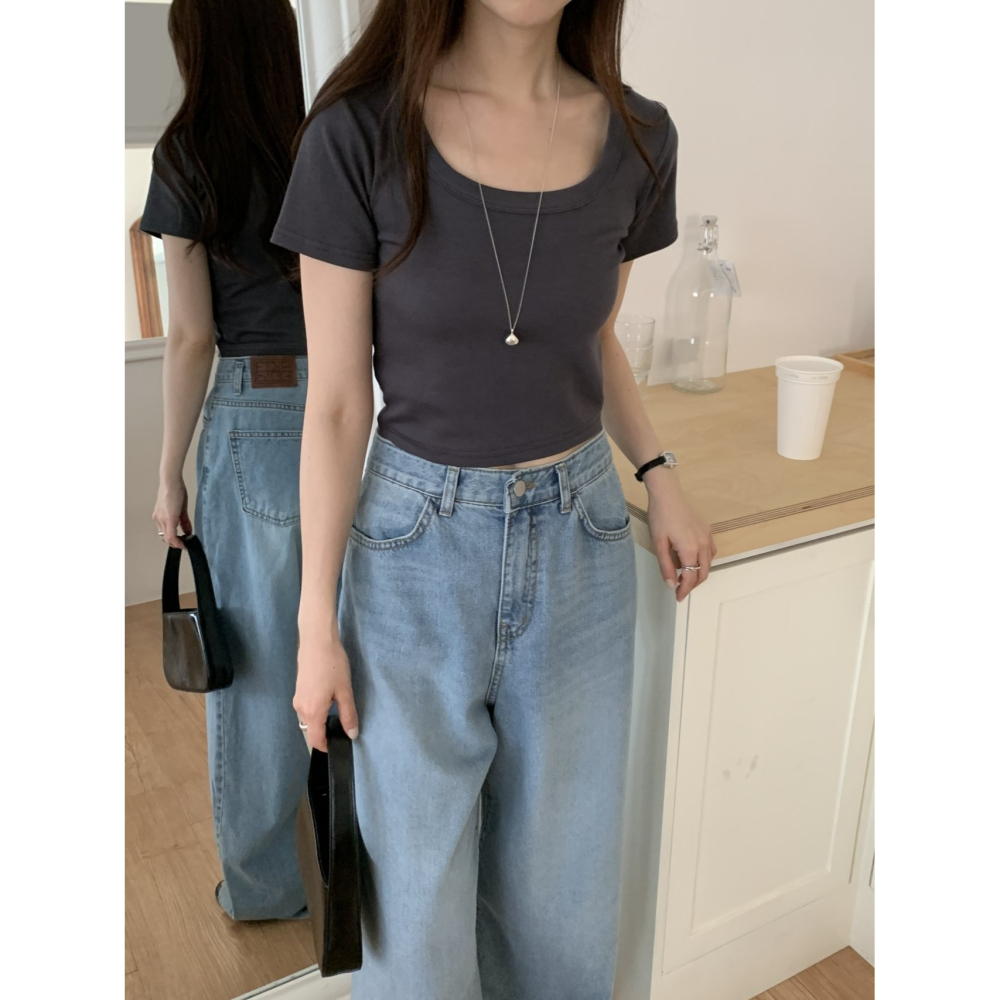 VENUSY｜正韓🇰🇷 - 韓國女裝｜短版莫代爾短袖T恤 韓國T恤-細節圖9