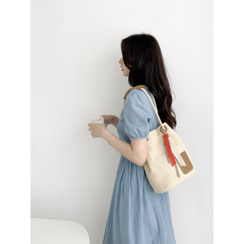 VENUSY｜正韓🇰🇷 - 韓國女裝｜皮革口袋藤編包 肩背側背兩用-細節圖3