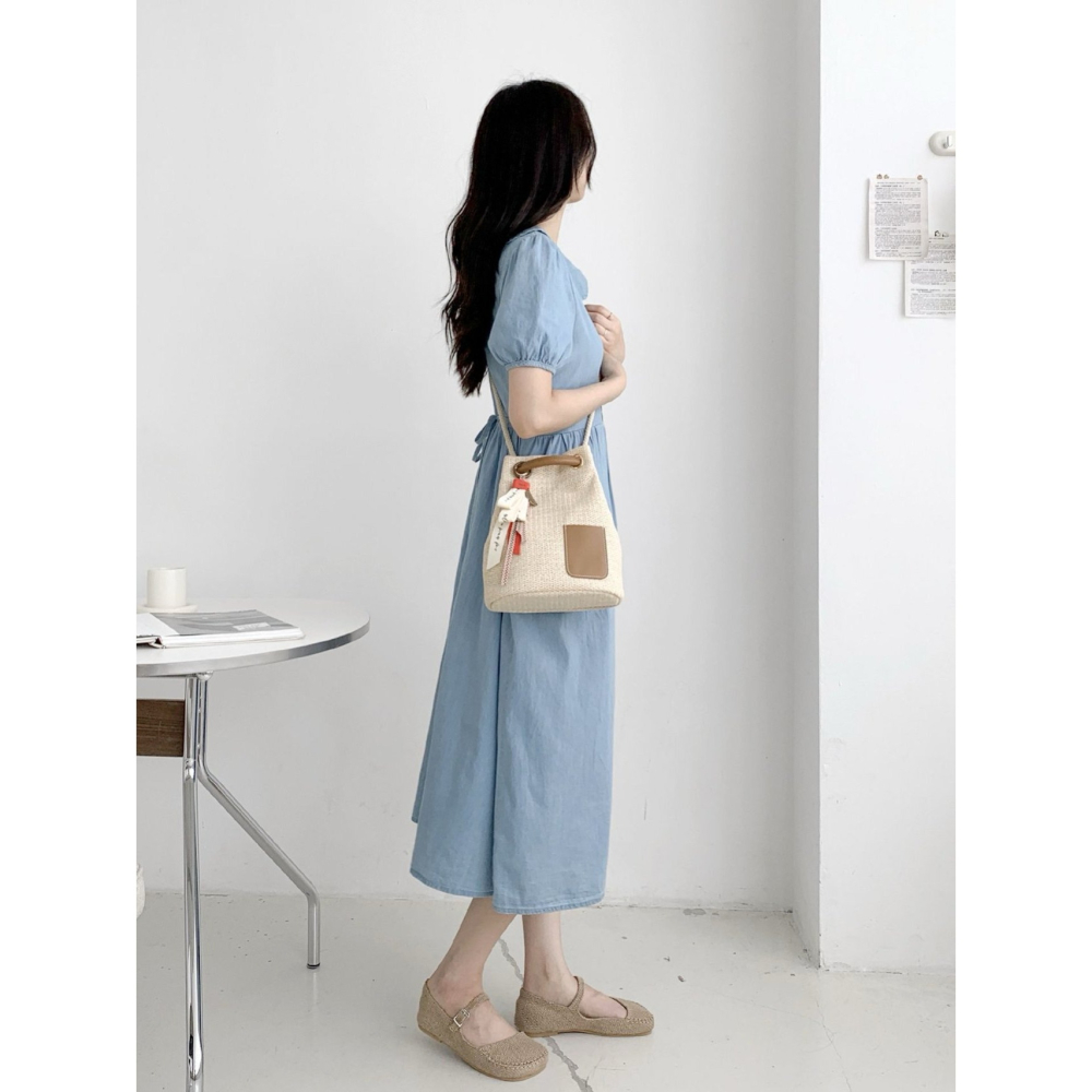 VENUSY｜正韓🇰🇷 - 韓國女裝｜皮革口袋藤編包 肩背側背兩用-細節圖6