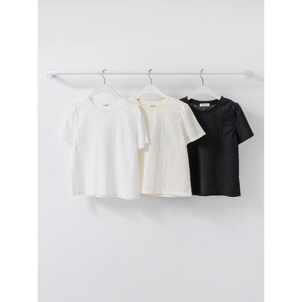 VENUSY｜正韓🇰🇷 - 遮臂公主風♕ 韓國女裝｜公主袖打孔小花T恤 韓國T恤-細節圖11