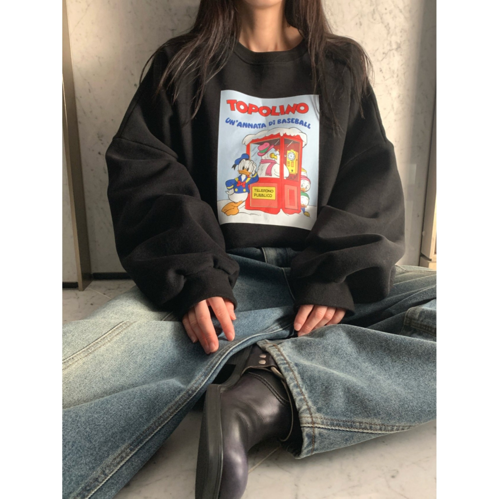 VENUSY｜正韓🇰🇷 - 正版Disney☻ formal ♡ 韓國熱門設計師｜迪士尼唐老鴨刷毛T恤 韓國T恤-細節圖5