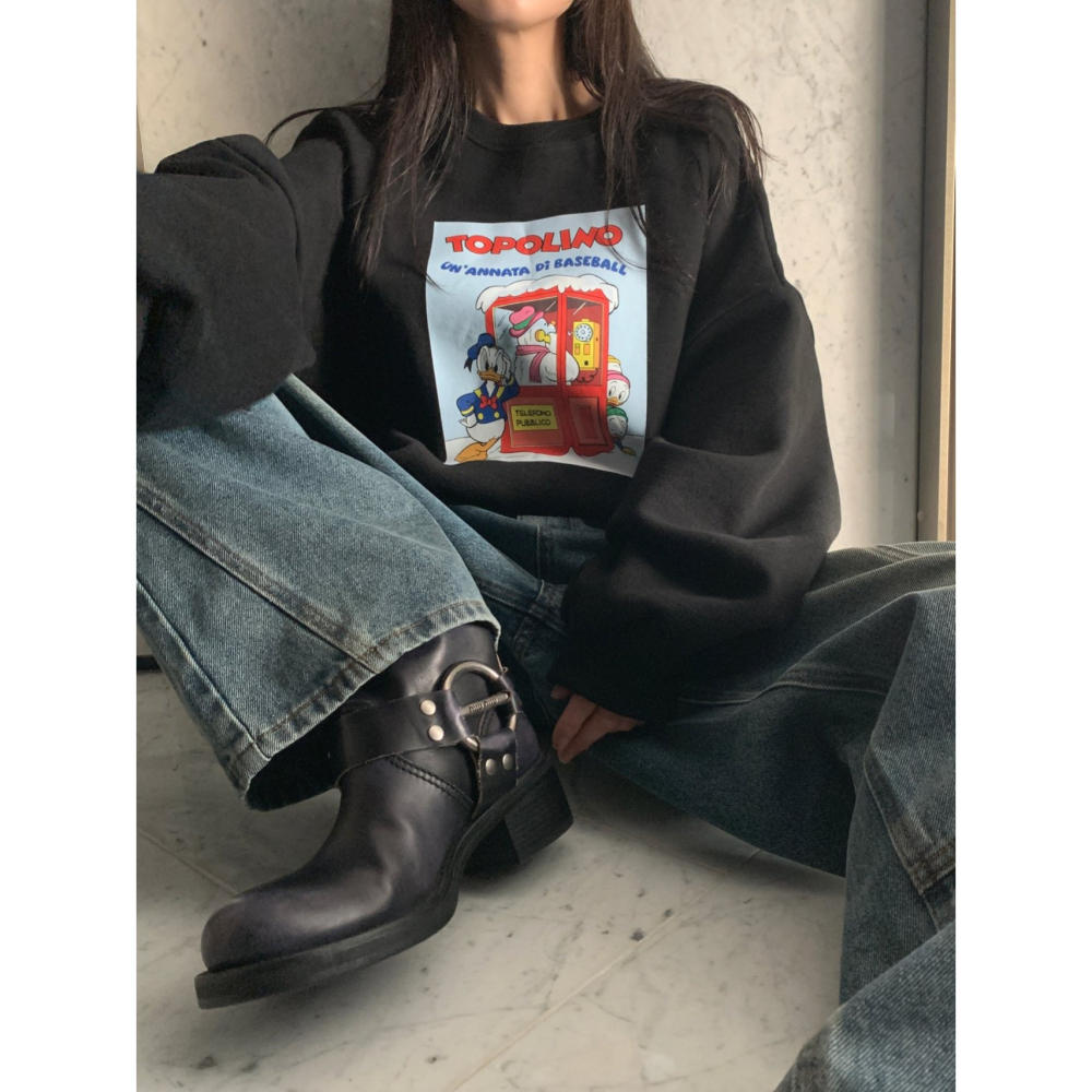 VENUSY｜正韓🇰🇷 - 正版Disney☻ formal ♡ 韓國熱門設計師｜迪士尼唐老鴨刷毛T恤 韓國T恤-細節圖6