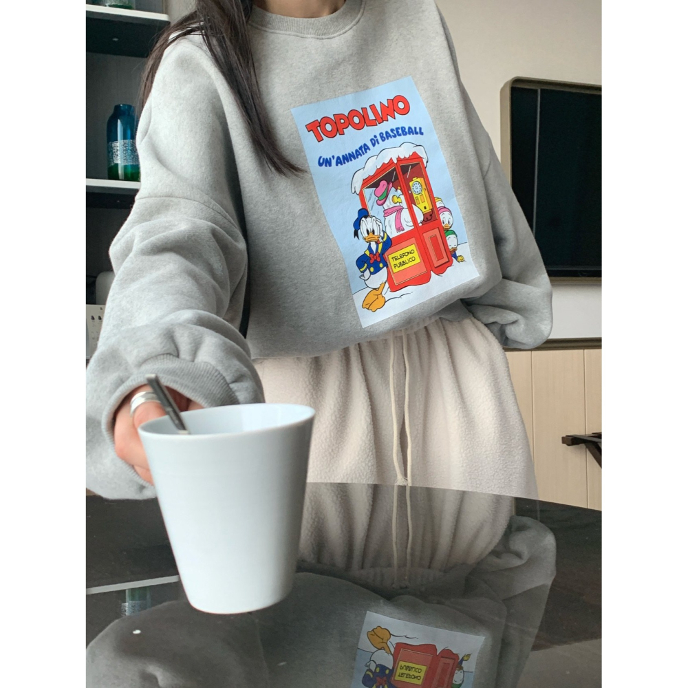 VENUSY｜正韓🇰🇷 - 正版Disney☻ formal ♡ 韓國熱門設計師｜迪士尼唐老鴨刷毛T恤 韓國T恤-細節圖9