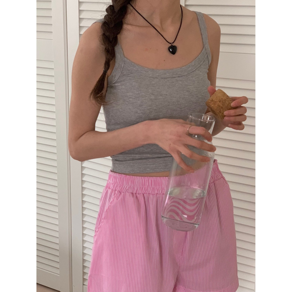 [現貨+預購] VENUSY｜正韓🇰🇷 - 韓國女裝｜彈力羅紋寬肩帶背心-細節圖3