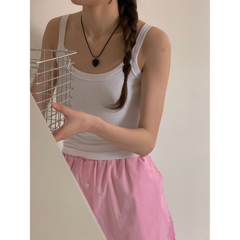 [現貨+預購] VENUSY｜正韓🇰🇷 - 韓國女裝｜彈力羅紋寬肩帶背心-細節圖6