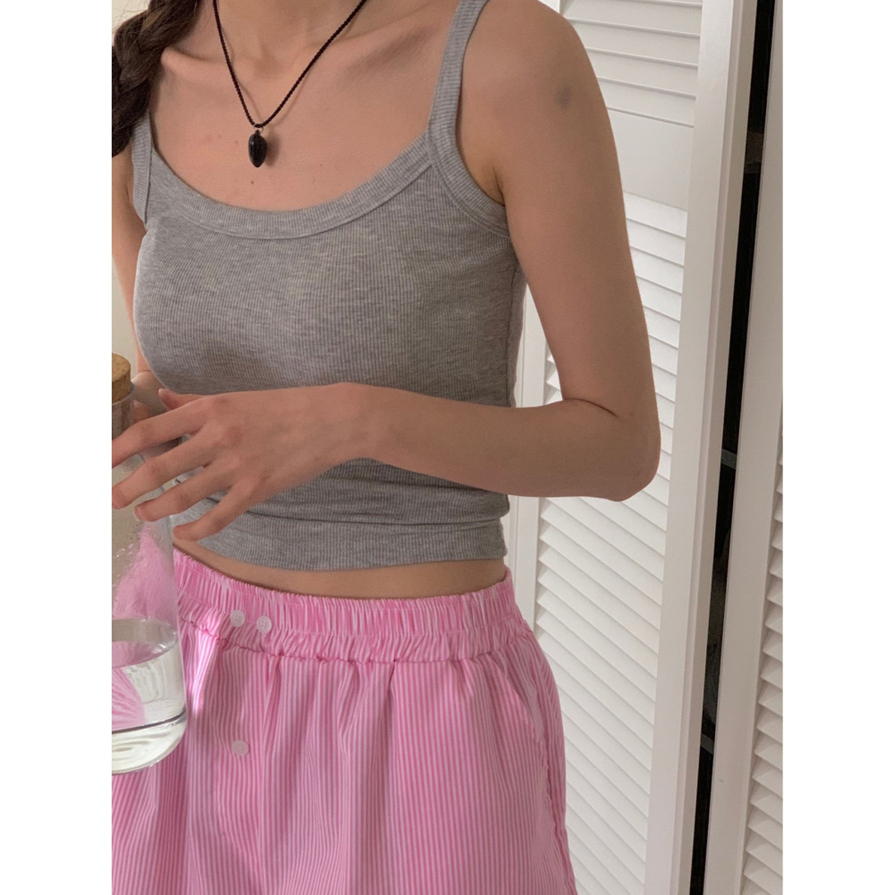 [現貨+預購] VENUSY｜正韓🇰🇷 - 韓國女裝｜彈力羅紋寬肩帶背心-細節圖8