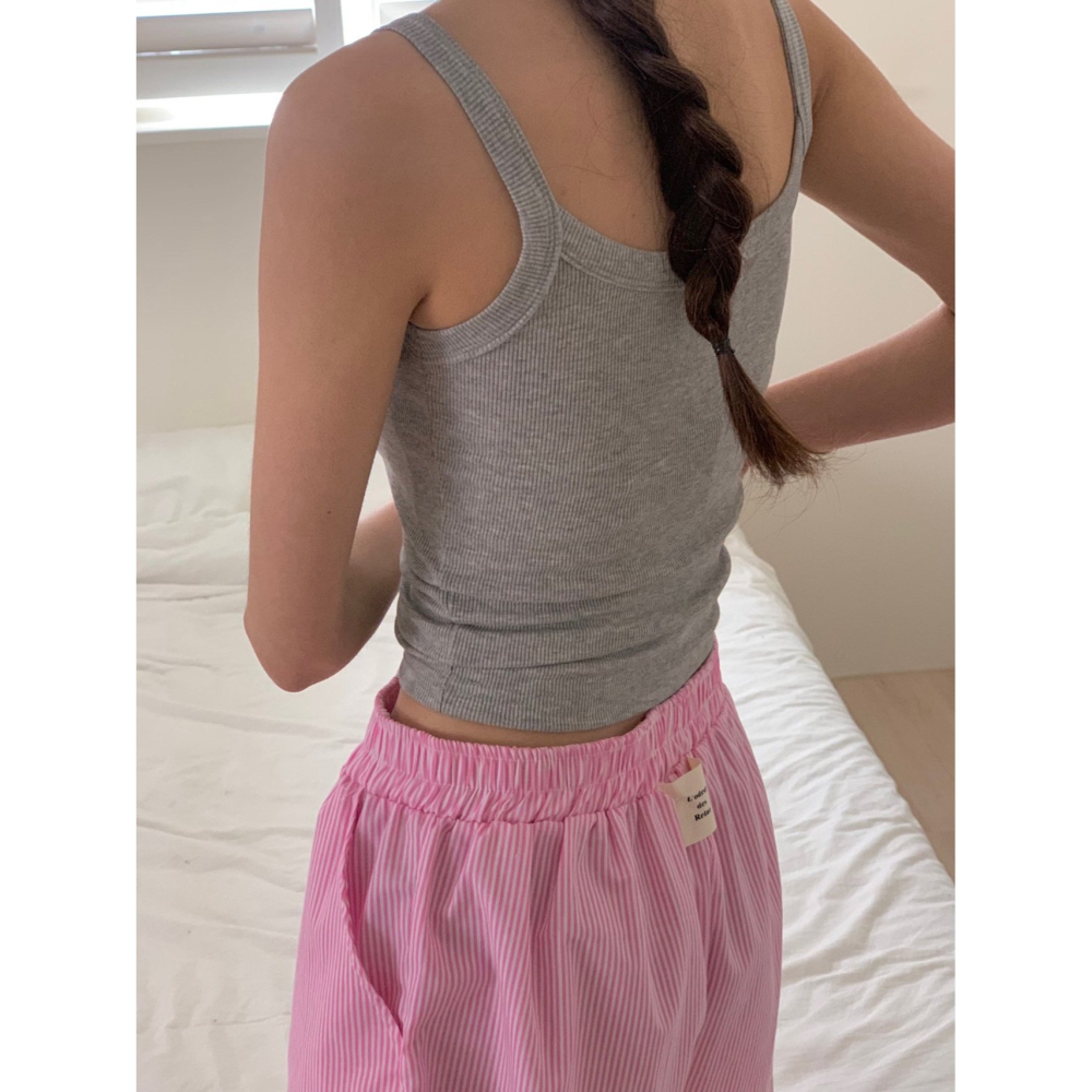 [現貨+預購] VENUSY｜正韓🇰🇷 - 韓國女裝｜彈力羅紋寬肩帶背心-細節圖9