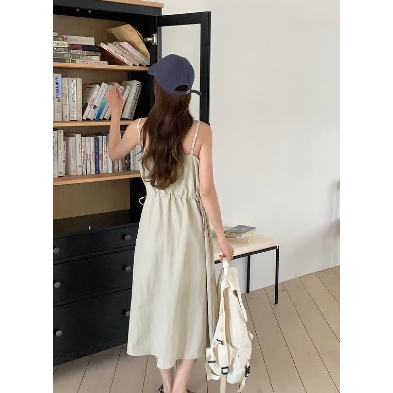 VENUSY｜正韓🇰🇷 - 孕媽咪超推版型☻ 韓國女裝｜細肩V領修身長洋裝 韓國洋裝 美孕婦必備-細節圖3