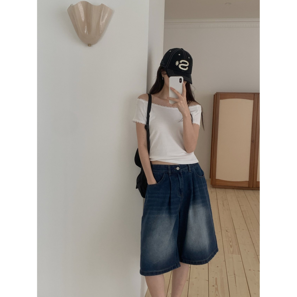 VENUSY｜正韓🇰🇷 - 韓國女裝｜蕾絲船領修身T恤 韓國T恤-細節圖9