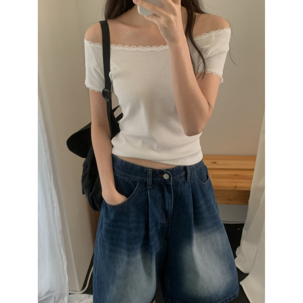 VENUSY｜正韓🇰🇷 - 韓國女裝｜蕾絲船領修身T恤 韓國T恤-細節圖10