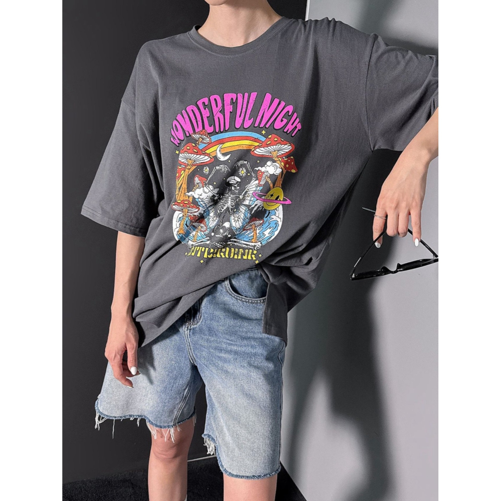 VENUSY｜正韓🇰🇷 - 𝟷𝟶𝟶%棉☀ 韓國女裝｜純棉寬鬆搖滾T恤 韓國T恤-細節圖6