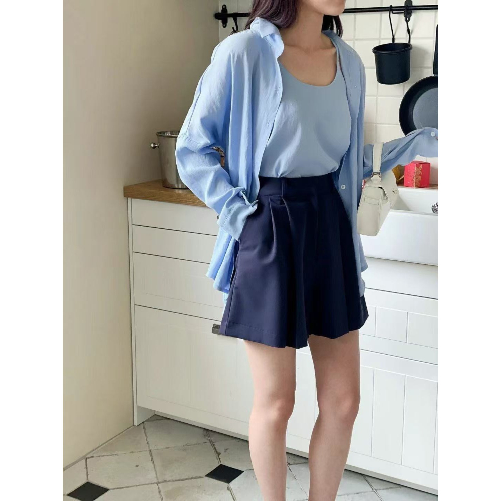 VENUSY｜正韓🇰🇷 - 韓國女裝｜基本款背心寬鬆襯衫 韓國襯衫套裝-細節圖3