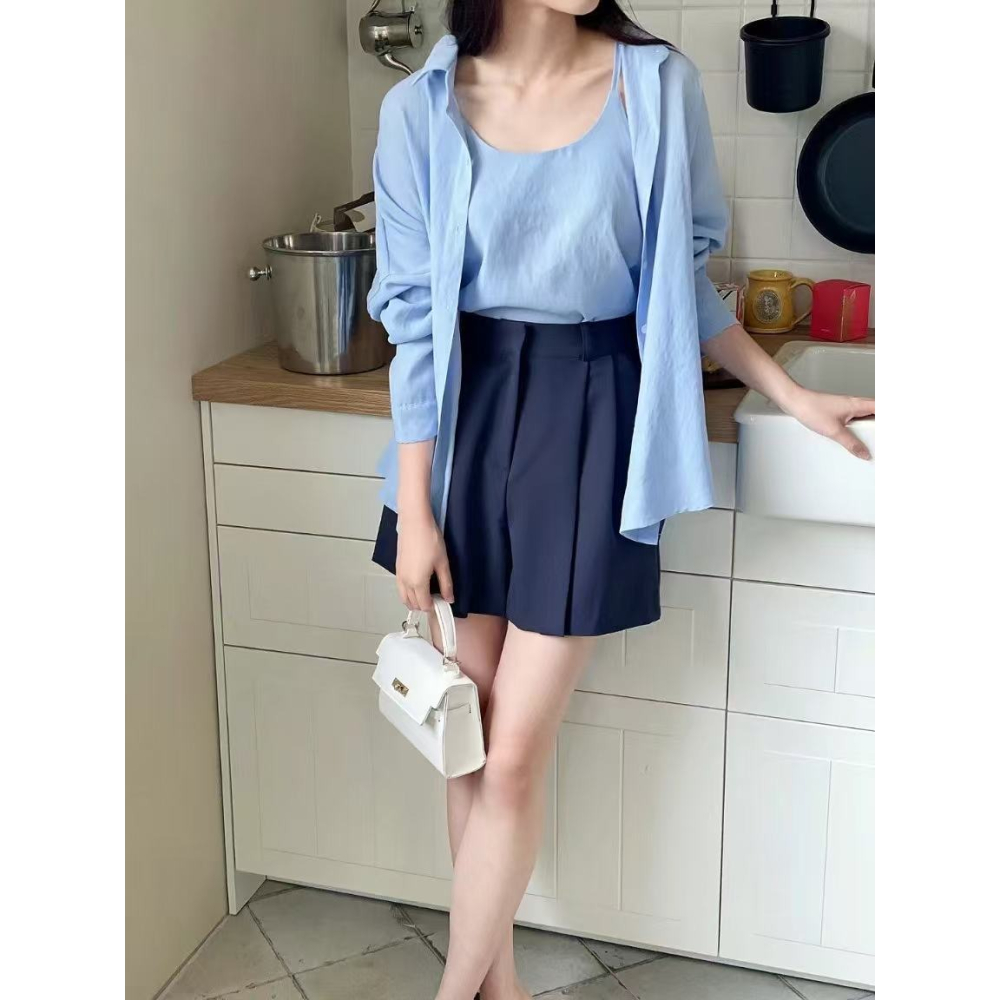 VENUSY｜正韓🇰🇷 - 韓國女裝｜基本款背心寬鬆襯衫 韓國襯衫套裝-細節圖4