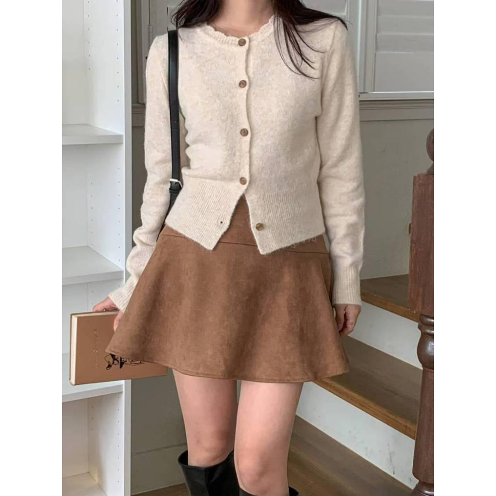 VENUSY｜正韓🇰🇷 - 韓國東大門空運直送台灣｜麂皮喇叭裙 短裙 褲裙-細節圖2