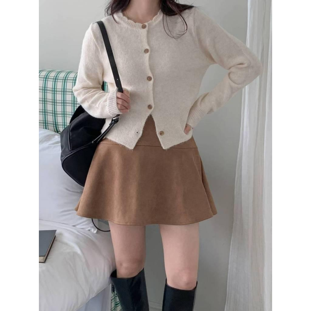 VENUSY｜正韓🇰🇷 - 韓國東大門空運直送台灣｜麂皮喇叭裙 短裙 褲裙-細節圖3