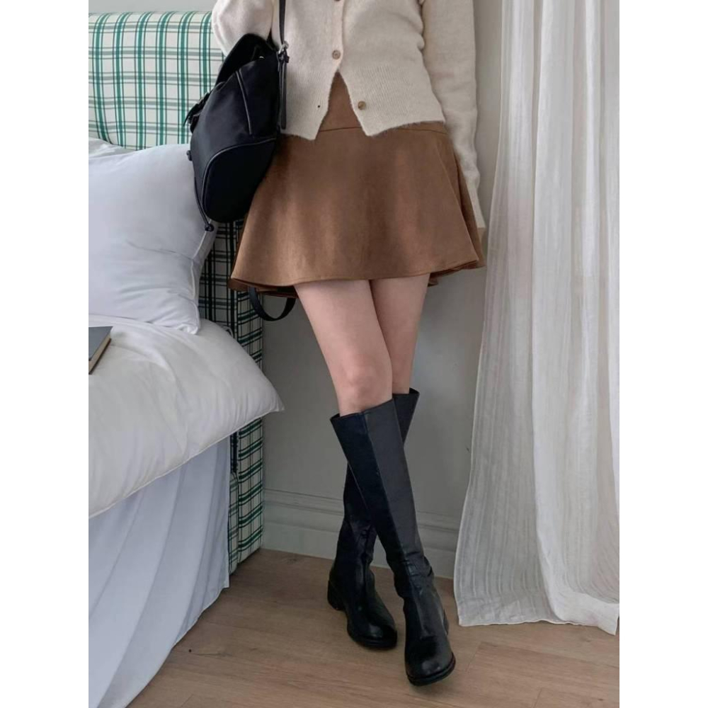 VENUSY｜正韓🇰🇷 - 韓國東大門空運直送台灣｜麂皮喇叭裙 短裙 褲裙-細節圖4