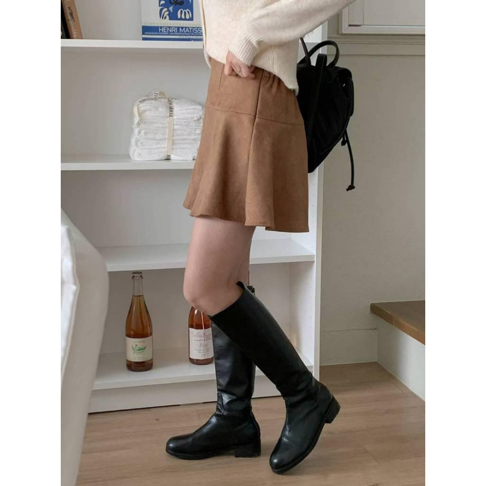 VENUSY｜正韓🇰🇷 - 韓國東大門空運直送台灣｜麂皮喇叭裙 短裙 褲裙-細節圖6