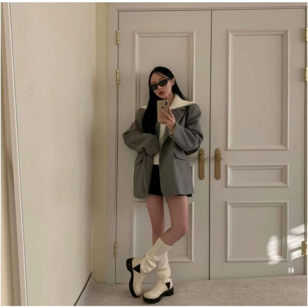 【羊毛極美】韓女衣櫥必備 VENUSY｜正韓🇰🇷 - 韓國東大門空運直送台灣｜羊毛半長厚大衣-細節圖4