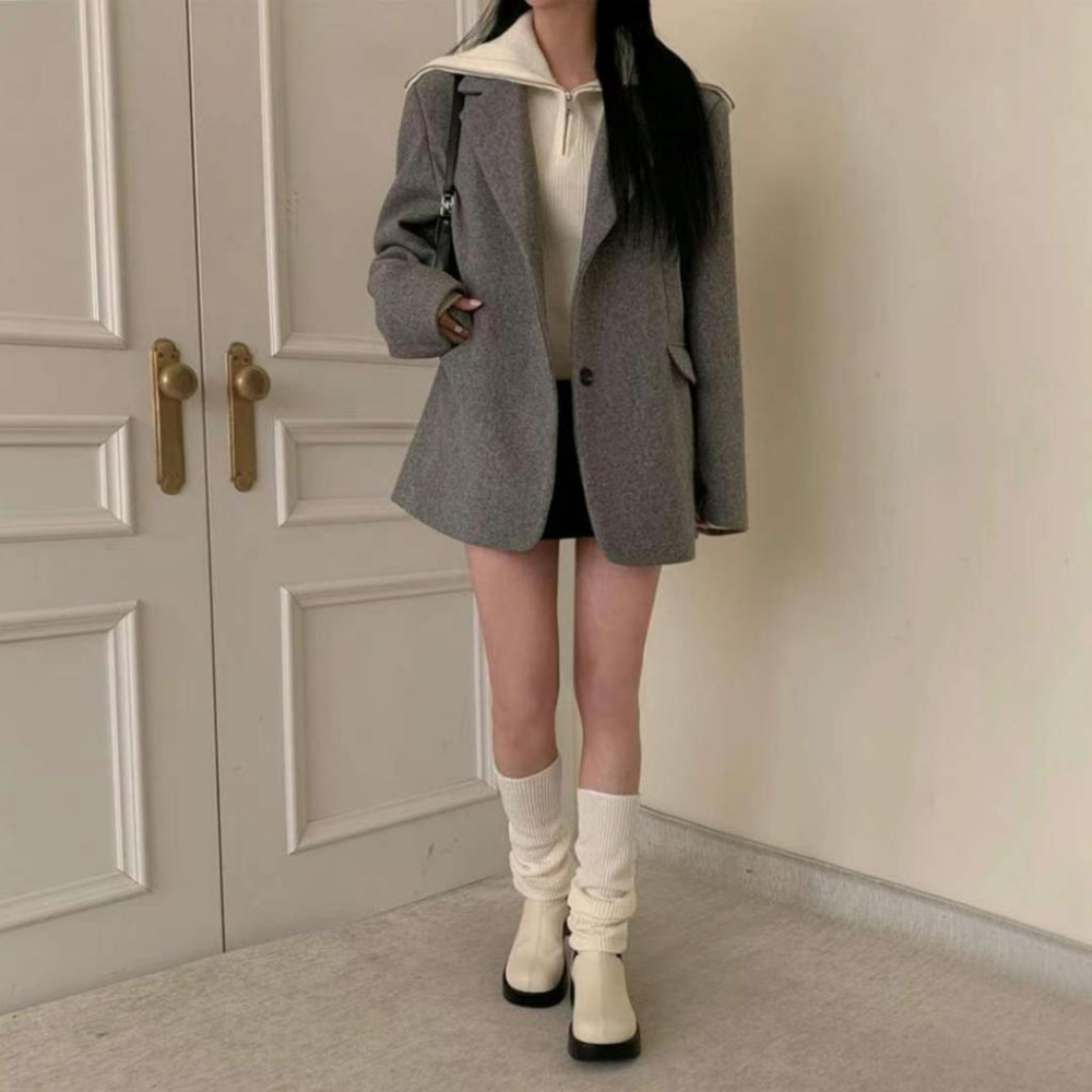 【羊毛極美】韓女衣櫥必備 VENUSY｜正韓🇰🇷 - 韓國東大門空運直送台灣｜羊毛半長厚大衣-細節圖7