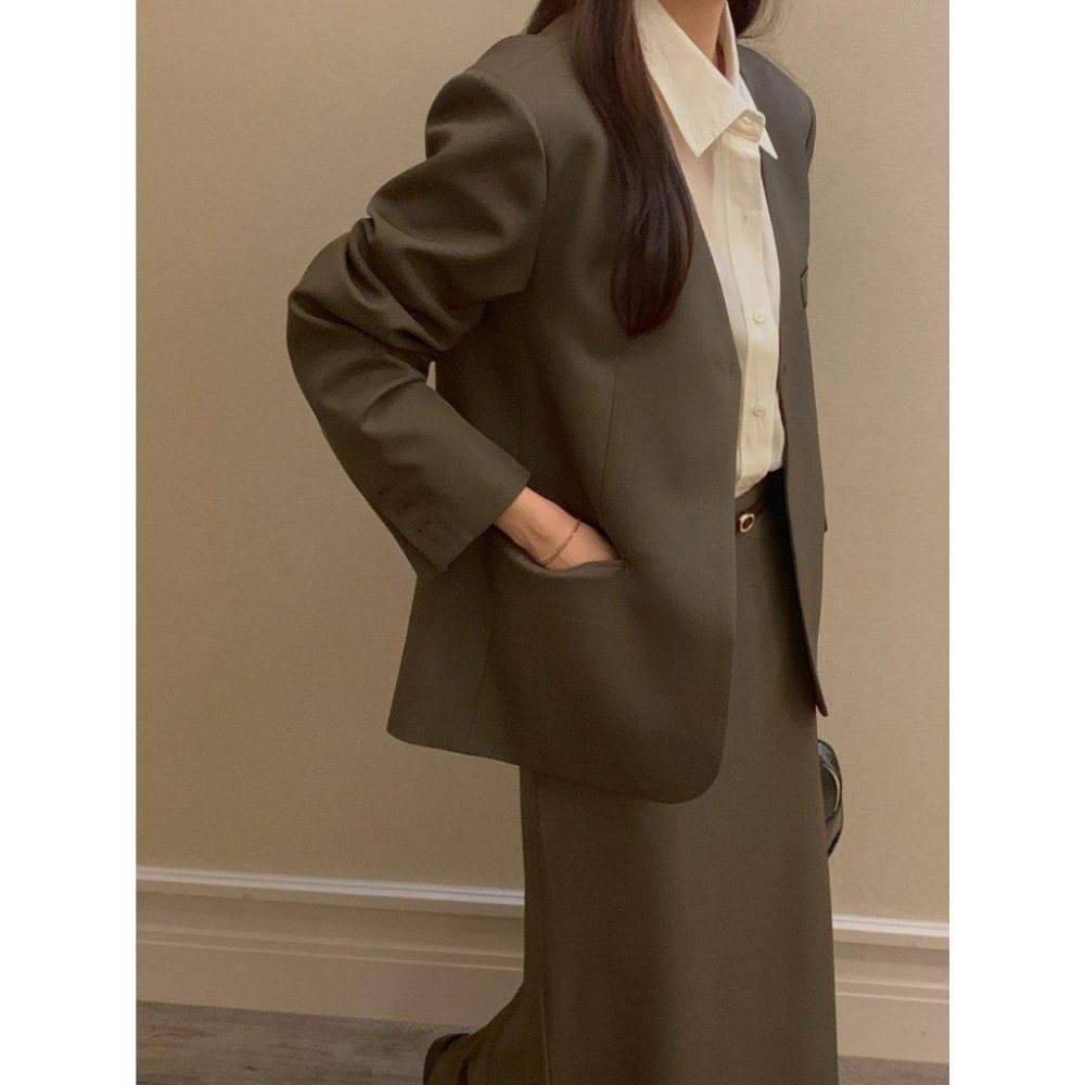 【優雅俐落】VENUSY｜正韓🇰🇷 - 韓國東大門空運直送台灣｜格倫長版西裝外套-細節圖4