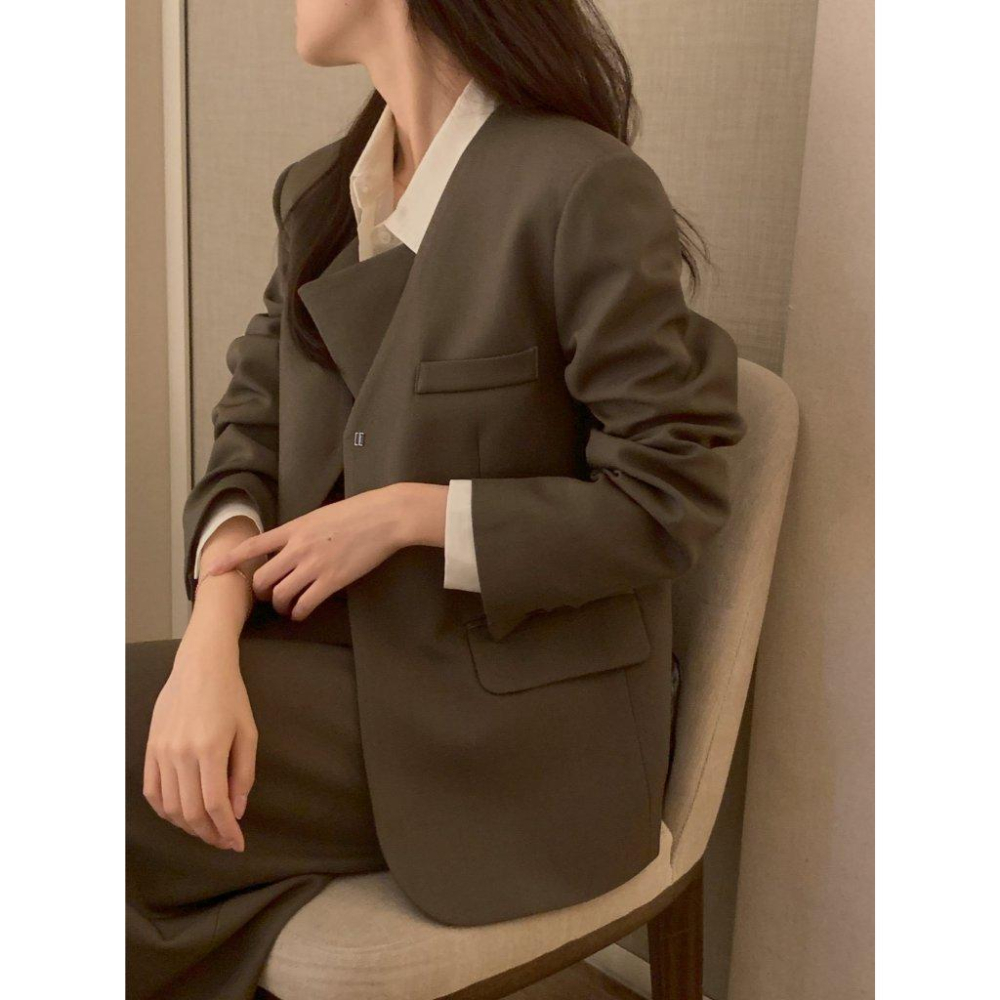 【優雅俐落】VENUSY｜正韓🇰🇷 - 韓國東大門空運直送台灣｜格倫長版西裝外套-細節圖5