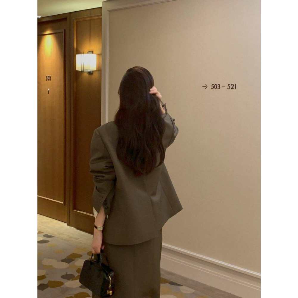 【優雅俐落】VENUSY｜正韓🇰🇷 - 韓國東大門空運直送台灣｜格倫長版西裝外套-細節圖6