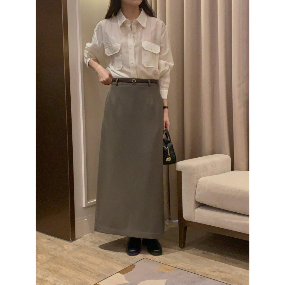 【韓國高質感】VENUSY｜正韓🇰🇷 - 韓國東大門空運直送台灣｜高腰直筒格倫長裙-細節圖2