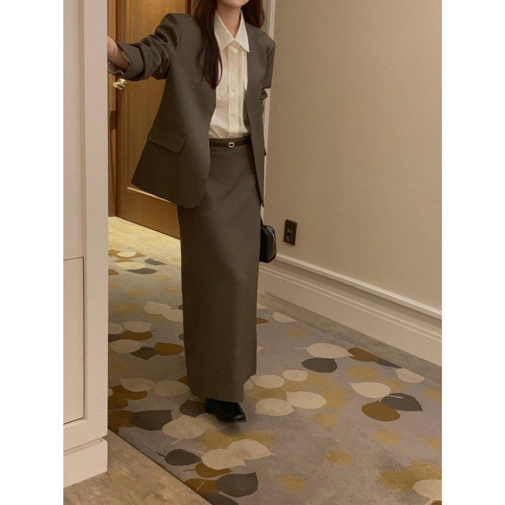 【韓國高質感】VENUSY｜正韓🇰🇷 - 韓國東大門空運直送台灣｜高腰直筒格倫長裙-細節圖3