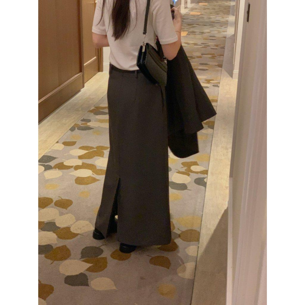 【韓國高質感】VENUSY｜正韓🇰🇷 - 韓國東大門空運直送台灣｜高腰直筒格倫長裙-細節圖6