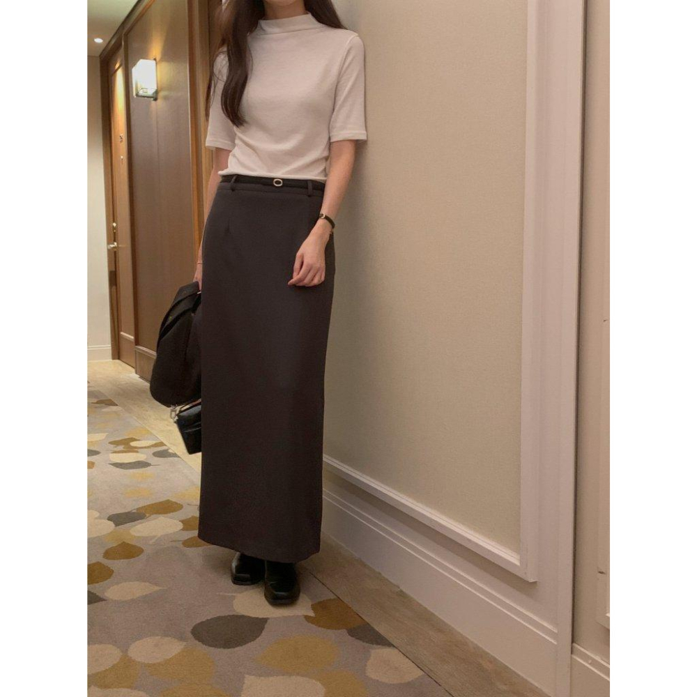 【韓國高質感】VENUSY｜正韓🇰🇷 - 韓國東大門空運直送台灣｜高腰直筒格倫長裙-細節圖7