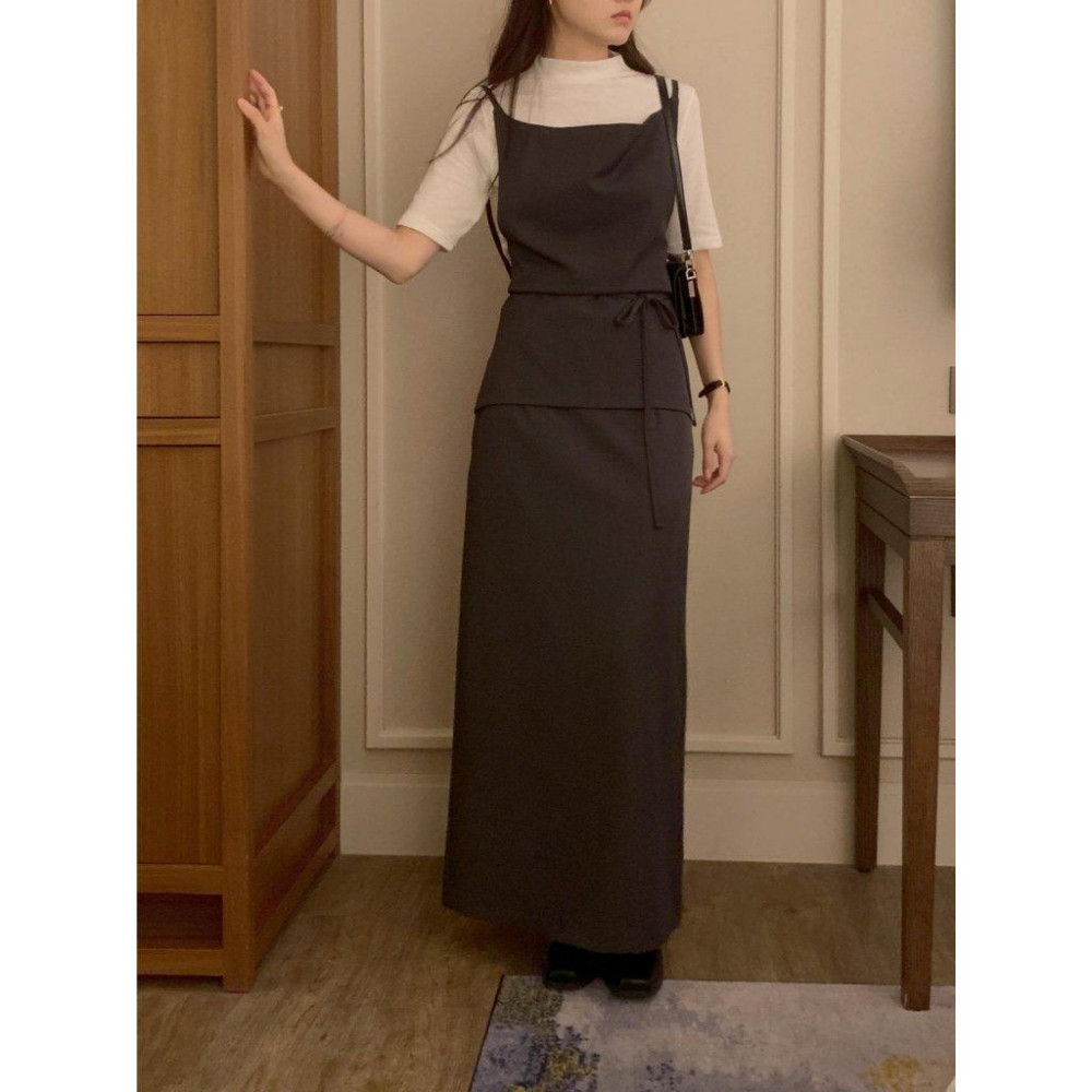 【韓國高質感】VENUSY｜正韓🇰🇷 - 韓國東大門空運直送台灣｜高腰直筒格倫長裙-細節圖8