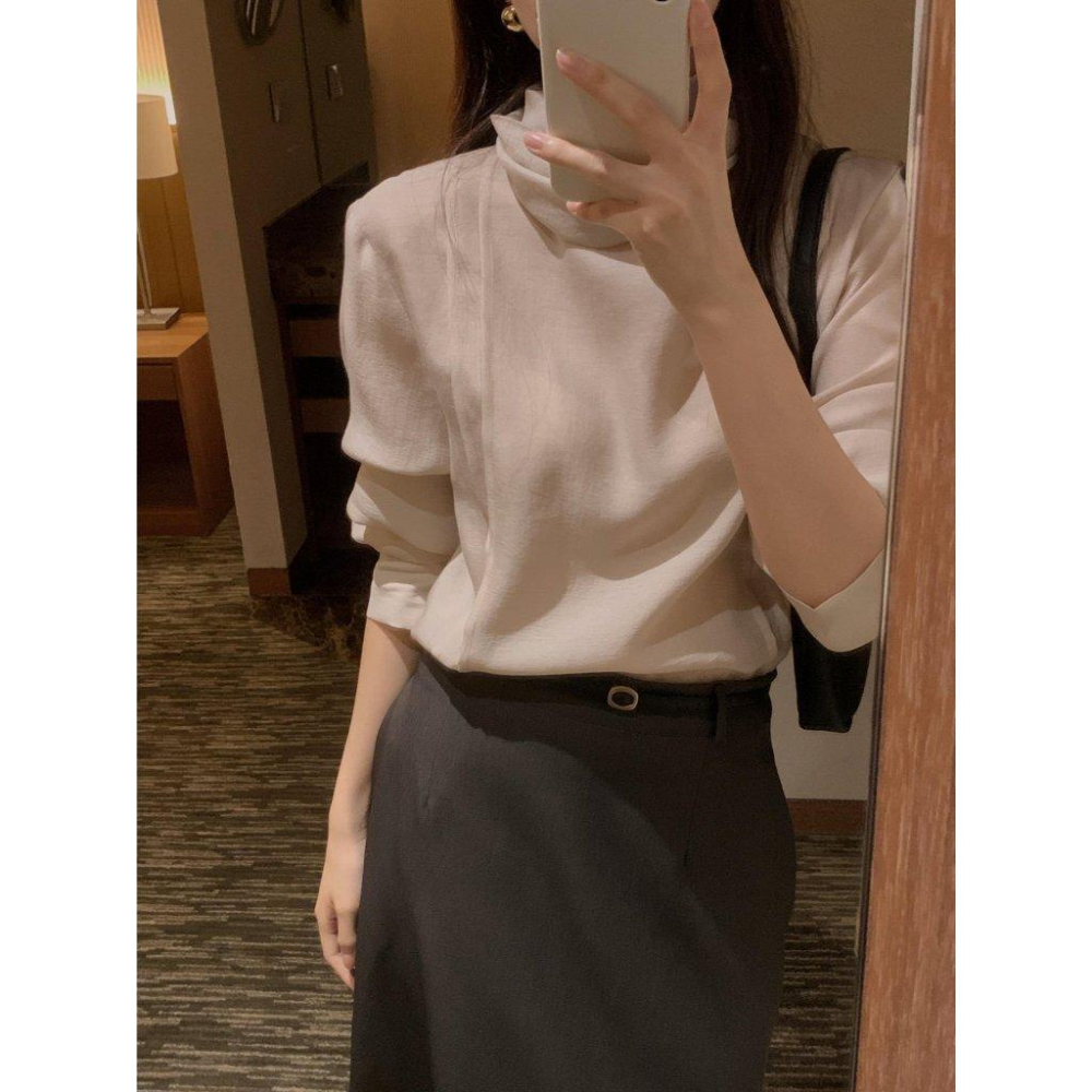 【高質感羊毛混紡】VENUSY｜正韓🇰🇷 - 韓國東大門空運直送台灣｜布里綁帶長袖襯衫-細節圖2