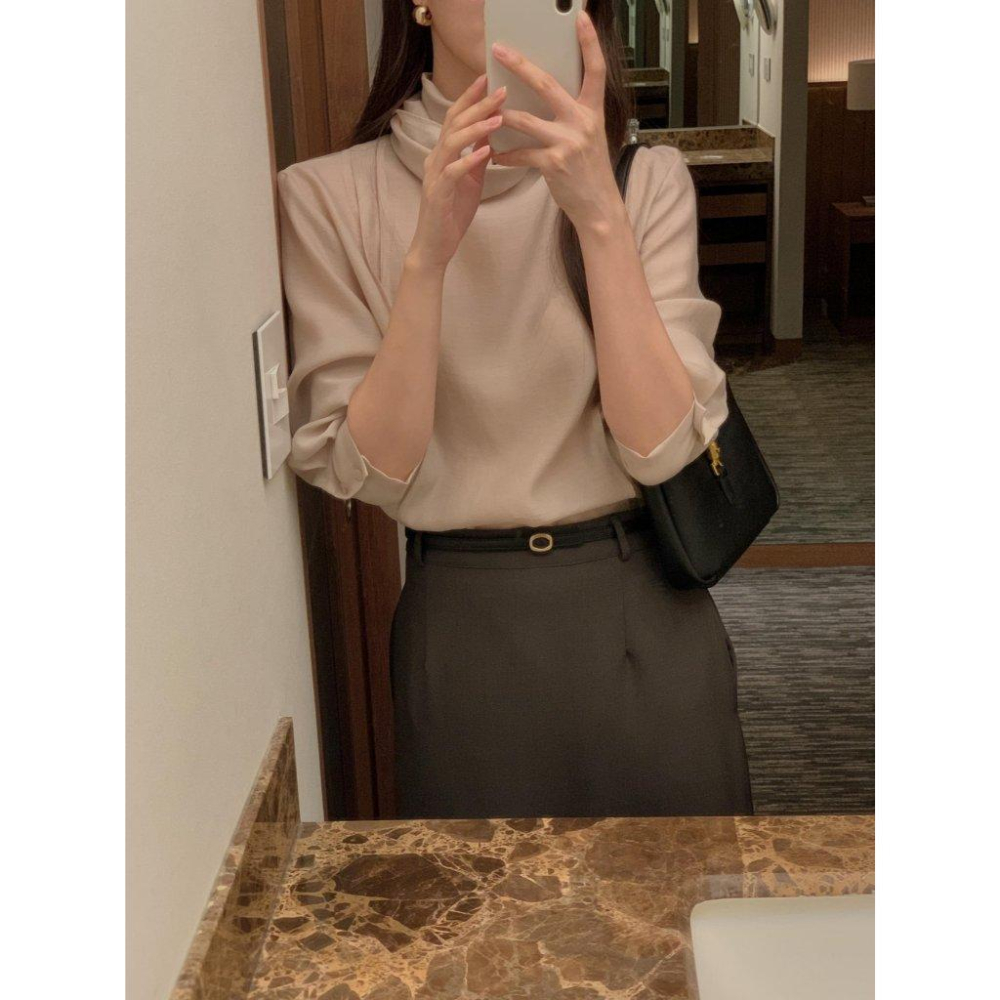 【高質感羊毛混紡】VENUSY｜正韓🇰🇷 - 韓國東大門空運直送台灣｜布里綁帶長袖襯衫-細節圖3