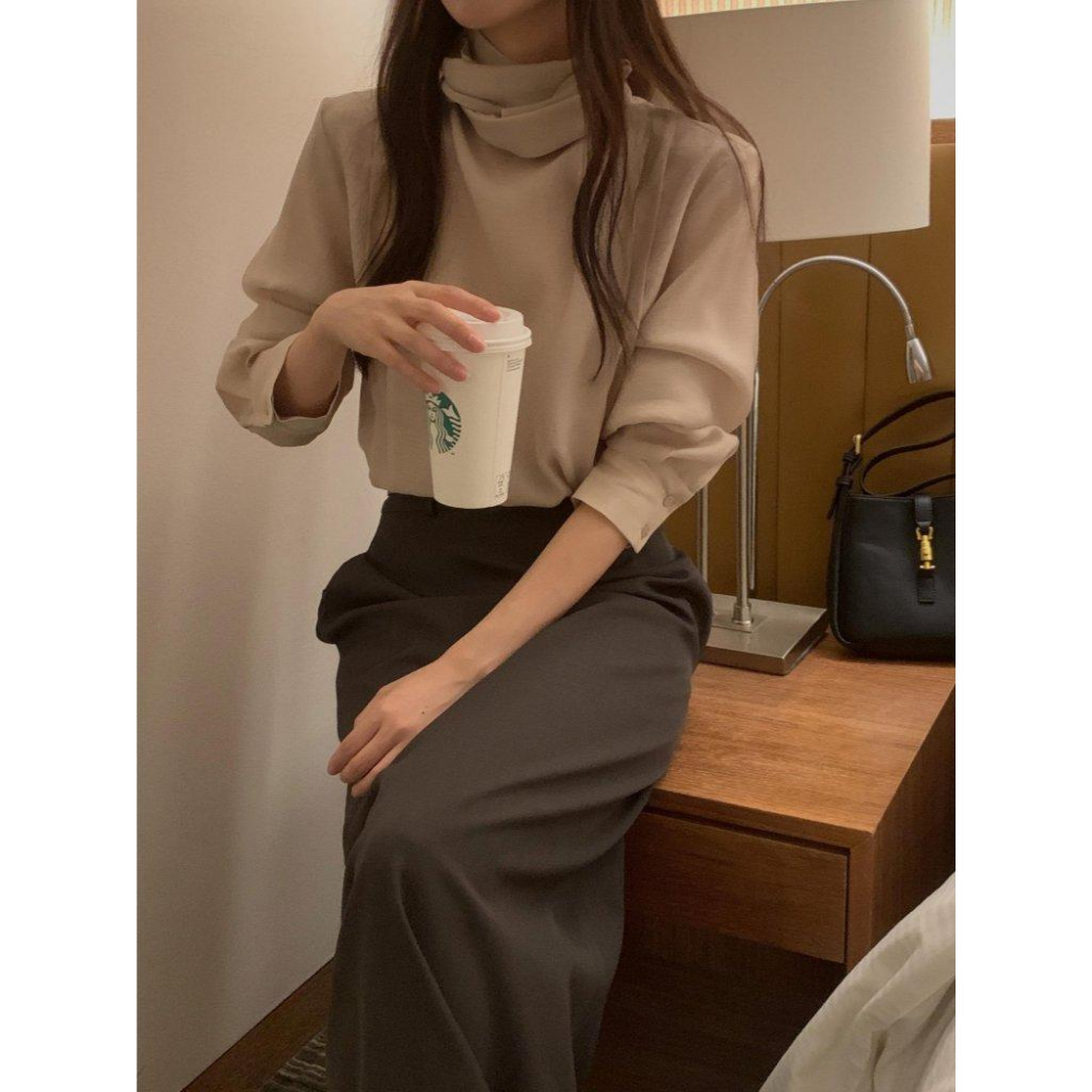 【高質感羊毛混紡】VENUSY｜正韓🇰🇷 - 韓國東大門空運直送台灣｜布里綁帶長袖襯衫-細節圖4