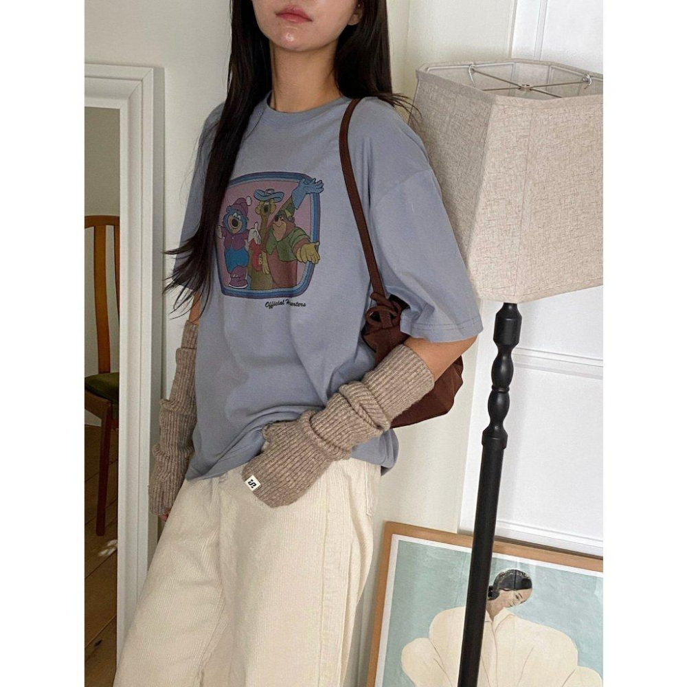 【純棉柔軟】VENUSY｜正韓🇰🇷 - 韓國東大門空運直送台灣｜桃子熊蜜桃絨短袖T恤-細節圖2